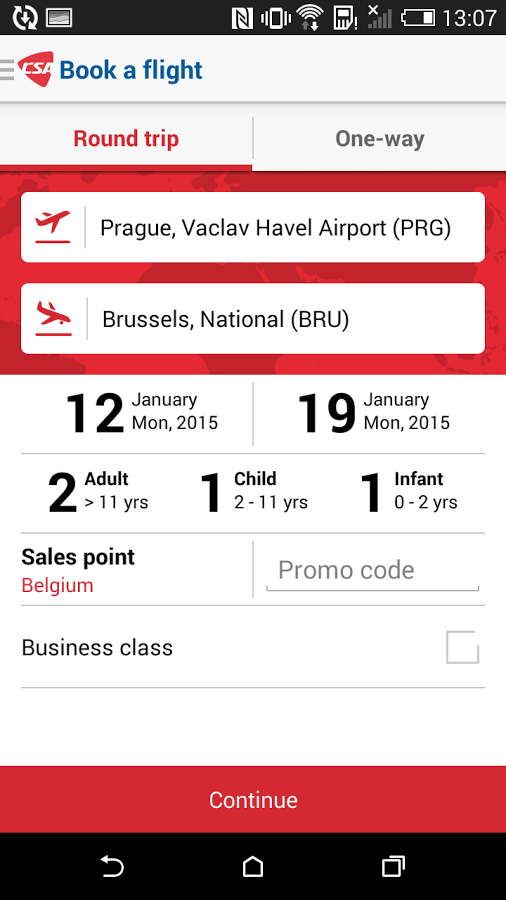 application mobile Czech airlines