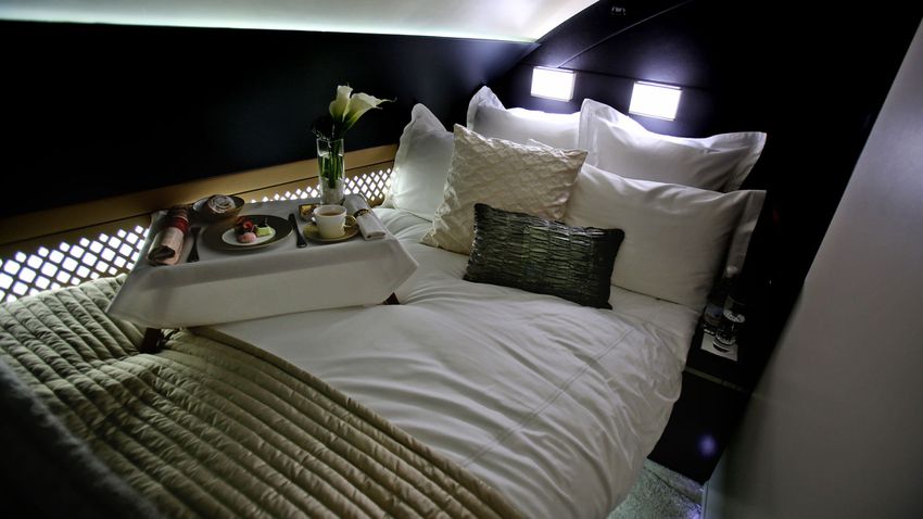 grand lit à bord d'un vol etihad airways