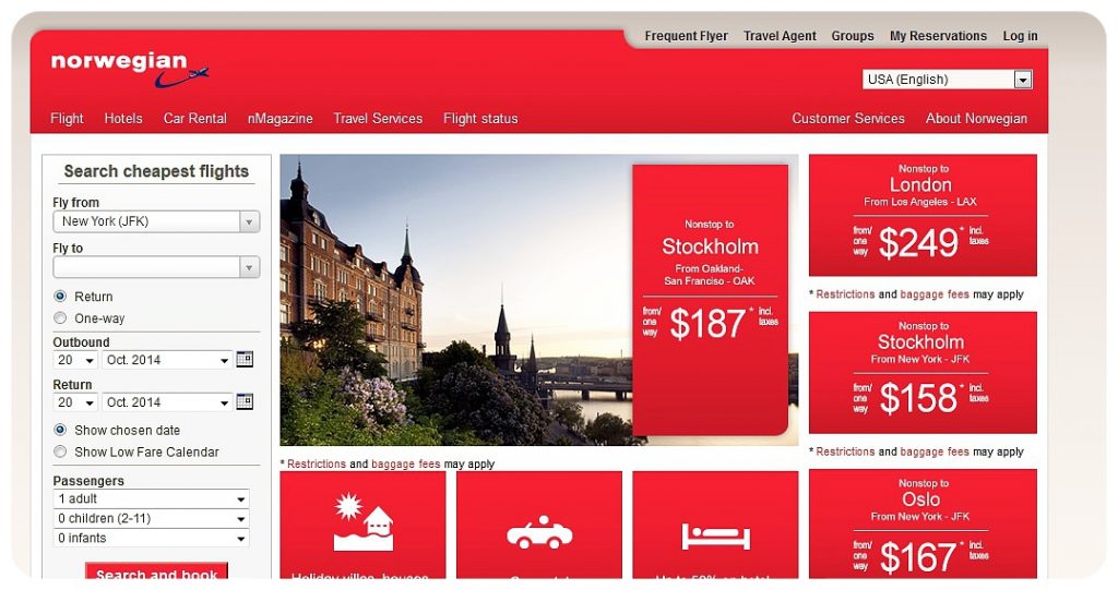 site internet de norwegian pour reserver son vol