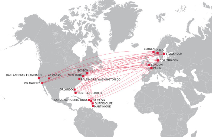 les destinations desservies par norwegian airlines