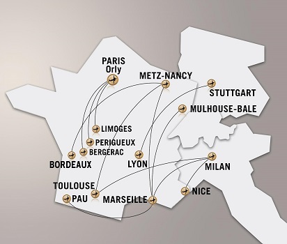 les destinations de twinjet en france et europe