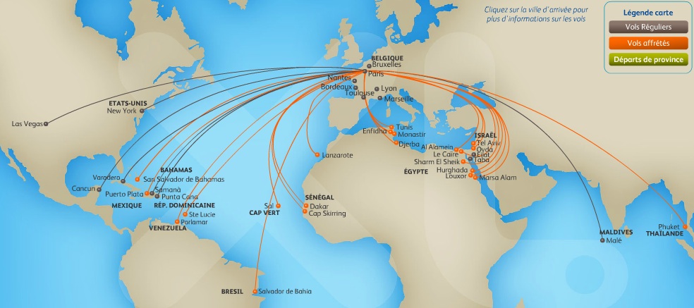 les destinations desservies par xl airways