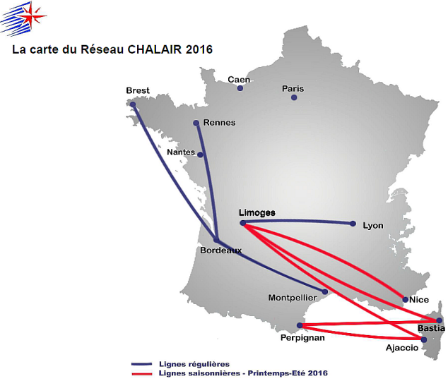 contacter le service client chalair pour connaitre les destinations nationales