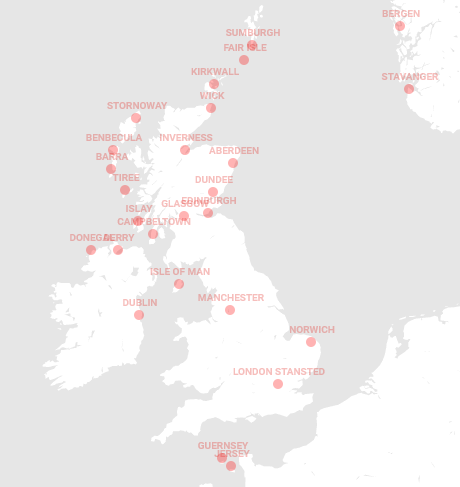 Carte des destinations Loganair